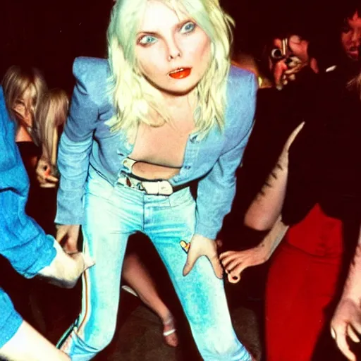 Prompt: young Debbie Harry having a good time at a late 1970s disco club