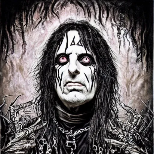 Image similar to alice cooper, black metal