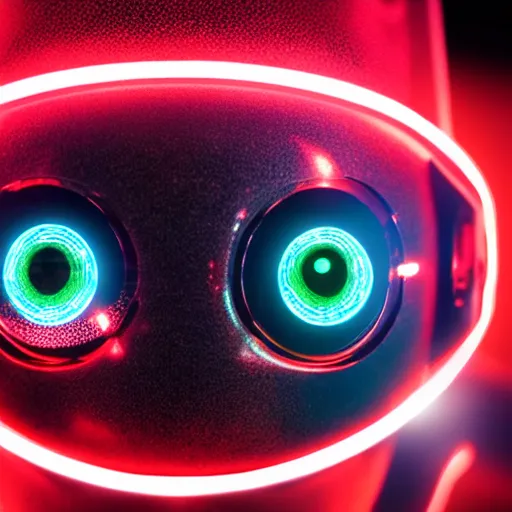 Prompt: a very detailed head of a robot in stempunk stlyle with red glowing eyes, laserbeams out of the eyes, frontshot, 8 k