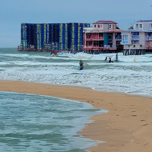 Prompt: photo of a solarpunk ocean city