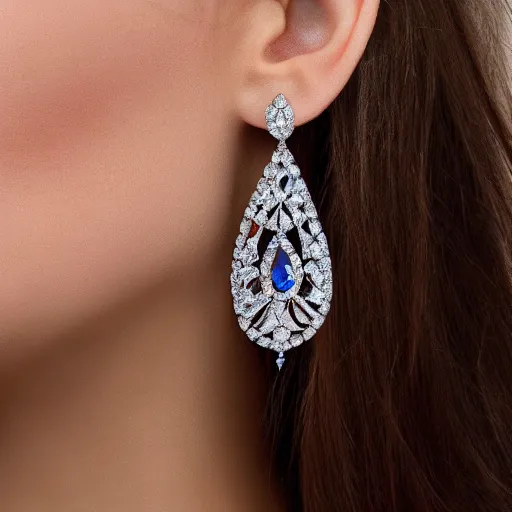 Image similar to teardrop sapphire earrings. great gatsby