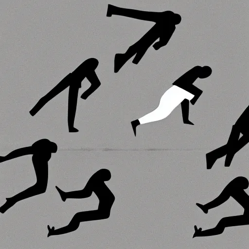 Image similar to people with head rotated backwards walk