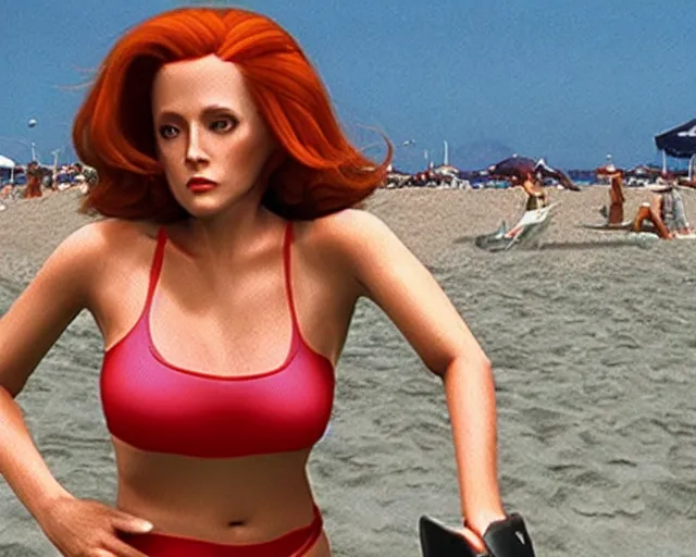 Prompt: Dana Scully in Dead or Alive Xtreme Beach Volleyball