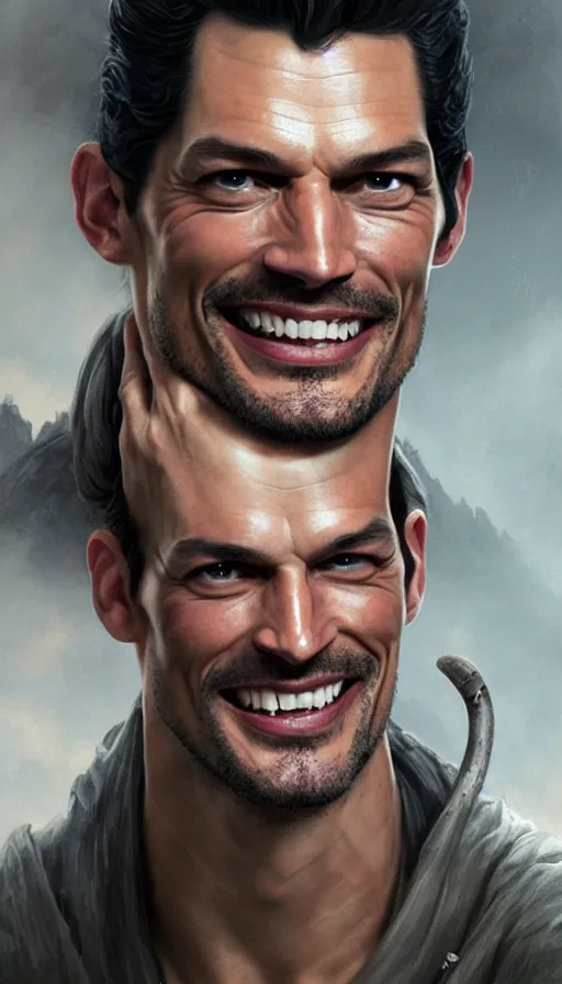 Prompt: david gandy, charming, laughing, fit, cunning, robe, warhammer, lord of the rings, sweaty, intricate, highly detailed, digital painting, artstation, concept art, smooth, sharp focus, illustration, unreal engine 5, 8 k, art by artgerm and greg rutkowski and alphonse mucha