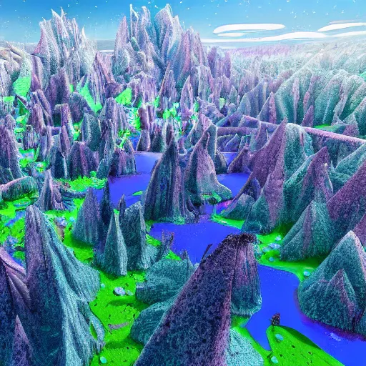 Image similar to crystallised utopian land, 8k, mad colors