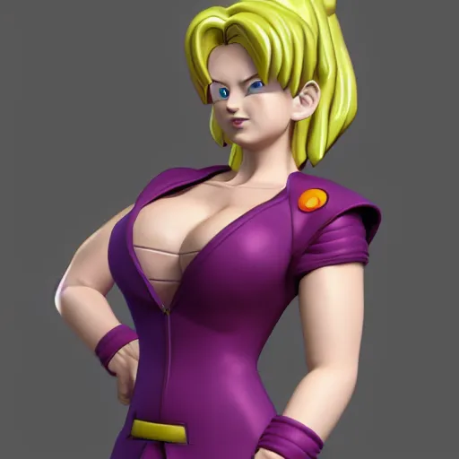 Image similar to christina hendricks as dragon ball z characters, 3 d render, blender,