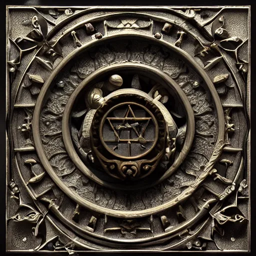 Image similar to interpretation of the legendary and mysterious alchemical Philosophers Stone, 3D printed model, resin, perlite and stone carvings and engravings, highly detailed and intricate, magical symbols, ornate, hyper-realistic, design studio, Zbrush central, 8k resolution, atmospheric lighting, opaque, by 3d artist Frank Guillen and artis Tyler Edlin