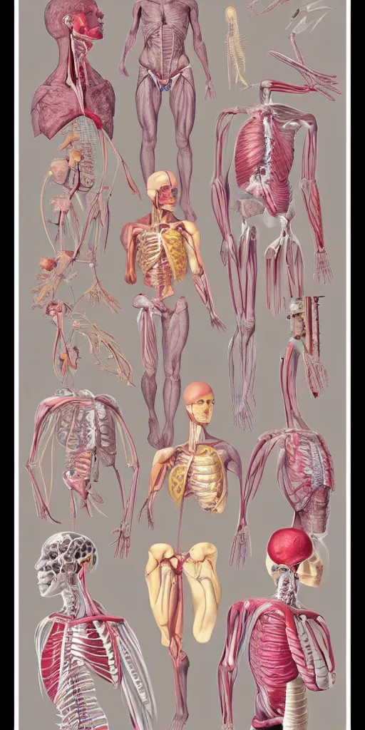 Image similar to anatomy poster, pastel colors, illustration