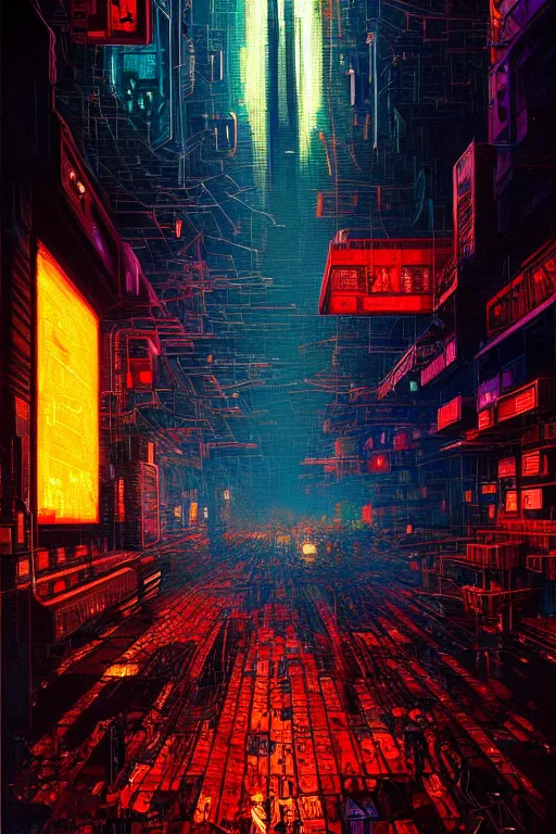 Image similar to beautiful cyberpunk oil painting, perfect lighting. professional design, intricate complexity, by dan mumford and by alberto giacometti, peter lindbergh, malevich, william stout