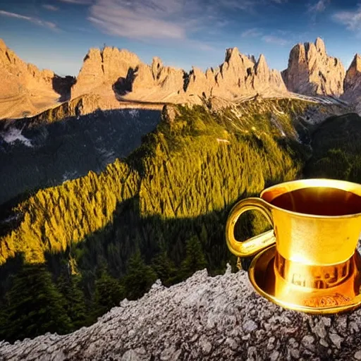 Prompt: the golden cup of dolomites