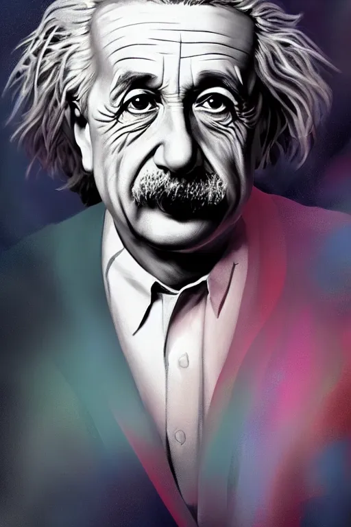 Prompt: intricate color portrait of albert einstein in the style of charlie bowater, 8 k octane beautifully detailed render