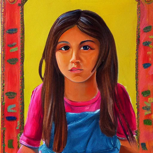 Prompt: painting of a cute roman - mexican girl, fine art