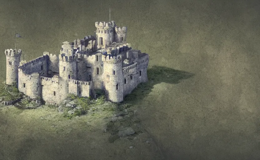 Image similar to a abandoned castle on the edge of a high cliff, 8 k, shallow depth of field, intricate detail, concept art,