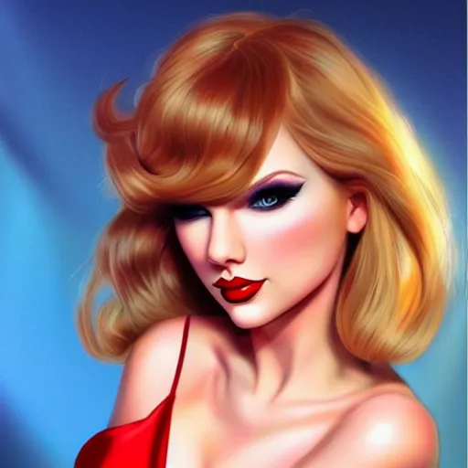 Prompt: Taylor Swift cosplaying as jessica rabbit, by artgerm, deviantart