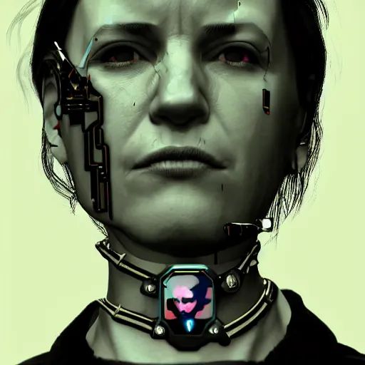 Prompt: joe biden cyberpunk wearing technological collar around neck, realistic, art, beautiful, 4K, collar, choker, collar around neck, punk, artstation, detailed, female, woman, choker, dark, collar, choker,