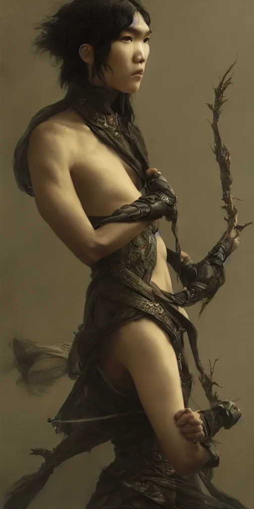 Image similar to tao okamoto, fame of thrones masterpiece by edgar maxence and ross tran and michael whelan, gustav dore, 8 k, octane render