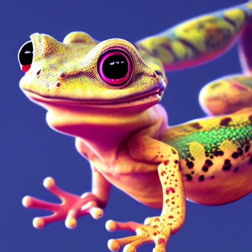 Prompt: cute, anthro gecko frog hybrid, wearing scarf, anime inspired, character art, illustration, sharp focus, octane render, 8 k, trending on artstation, cgsociety, art by artgerm.