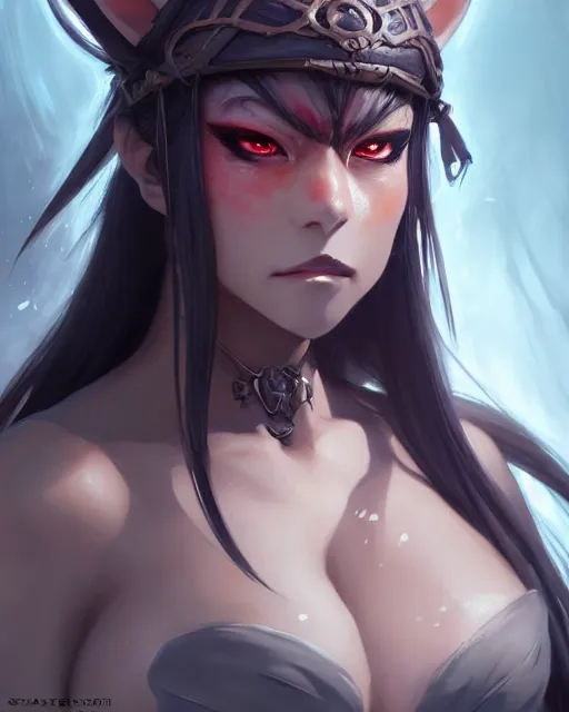 Image similar to close - up character concept art of a beautiful anime orc woman | | cute - fine - face, pretty face, realistic shaded perfect face, fine details by stanley artgerm lau, wlop, rossdraws, james jean, andrei riabovitchev, marc simonetti, and sakimichan, tranding on artstation