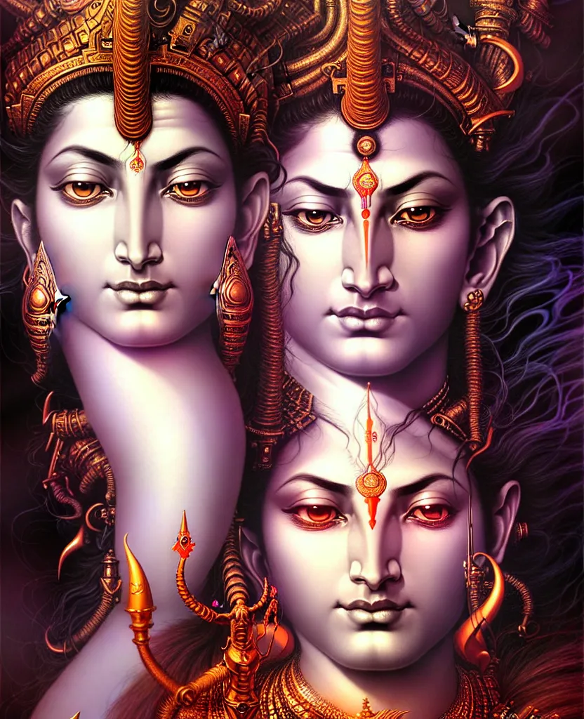 beautiful ardhnarishwar shiva - parvati fantasy | Stable Diffusion