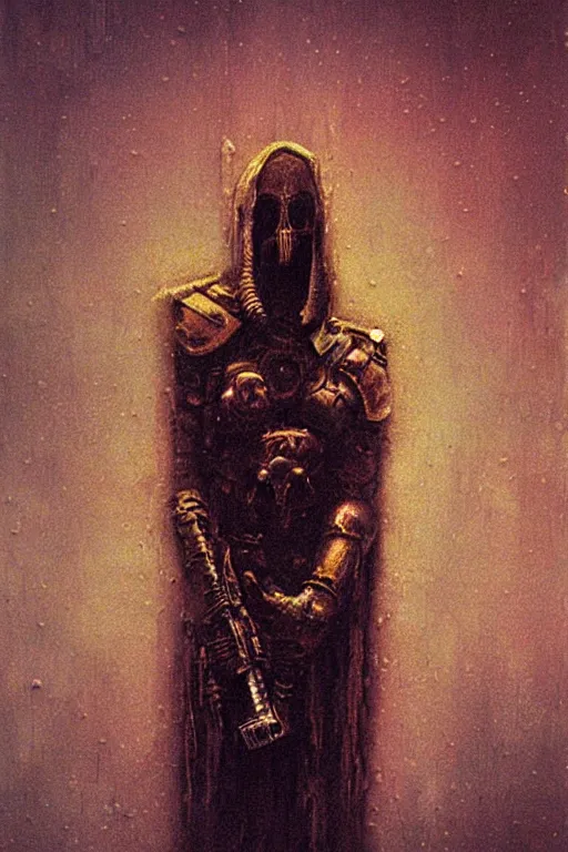 Image similar to warhammer 4 0 k cyberpunk cultist by beksinski, high detail hyperrealistic