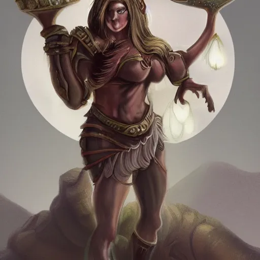 Image similar to fantasy portrait of a friendly female Minotaur mother, concept art