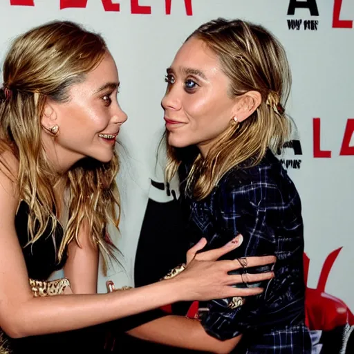 Image similar to mary kate and ashley olsen arm wrestling