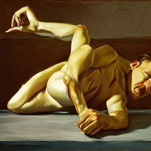 Image similar to shadowy by lucian freud, by serge marshennikov. a beautiful photograph of a snake eating its own tail that seems to go on forever.