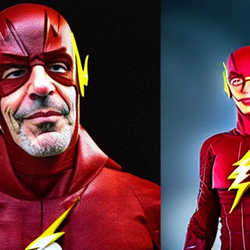 Image similar to jeffrey epstein as the flash, 8 k