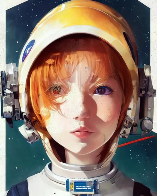 Image similar to portrait Anime astronaut girl cute-fine-face, pretty face, realistic shaded Perfect face, fine details. Anime. realistic shaded lighting by Ilya Kuvshinov Giuseppe Dangelico Pino and Michael Garmash and Rob Rey, IAMAG premiere, WLOP matte print, cute freckles, masterpiece