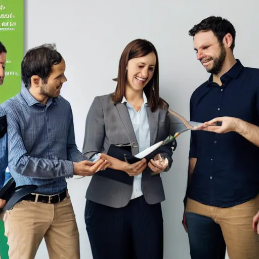 Prompt: An award-winning photograph of a group of data scientists presenting some terrible graphs to the laughing CEO