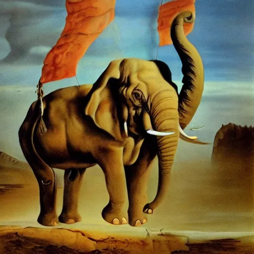 Prompt: colossal elephant by dali