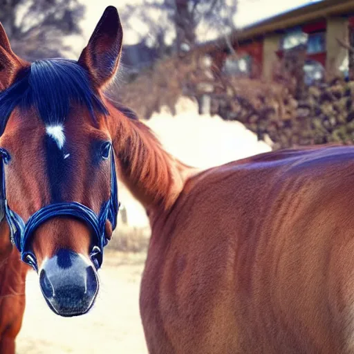 Prompt: full photo of a horse with a cat-head