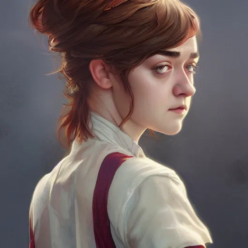 Prompt: ultra realistic illustration, maisie williams, intricate, elegant, highly detailed, digital painting, artstation, concept art, smooth, sharp focus, illustration, art by artgerm and greg rutkowski and alphonse mucha