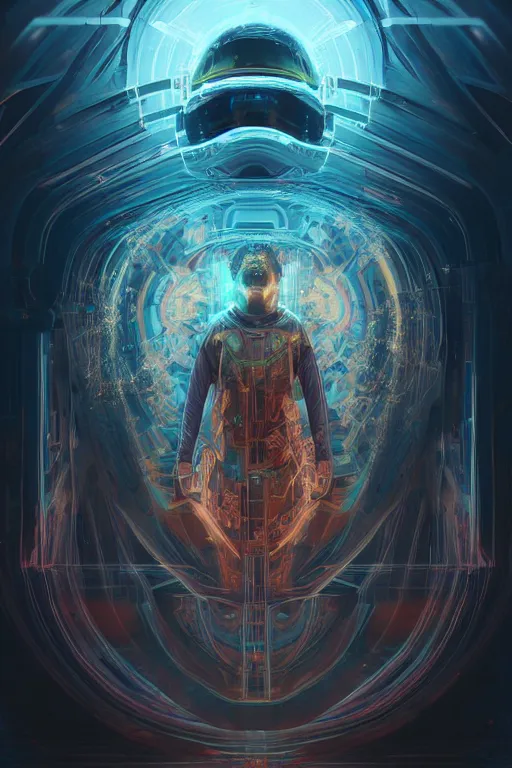 Prompt: portrait of a divine angel, celestial. intricate abstract. cyberpunk, vhs glitch. full face broken helmet. intricate artwork. immaculate. holy. empty oxygen tank. by wlop, Antoine Collignon, dan mumford. octane render, CGSociety, dan witz very coherent symmetrical artwork. cinematic, hyper realism, high detail, octane render, 8k, iridescent accents, black and white