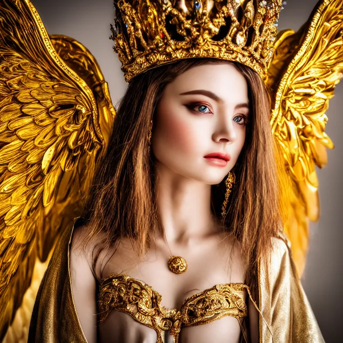 Image similar to photo of a very beautiful!! angel queen with ornate robes, highly detailed, 4 k, hdr, smooth, sharp focus, high resolution, award - winning photo