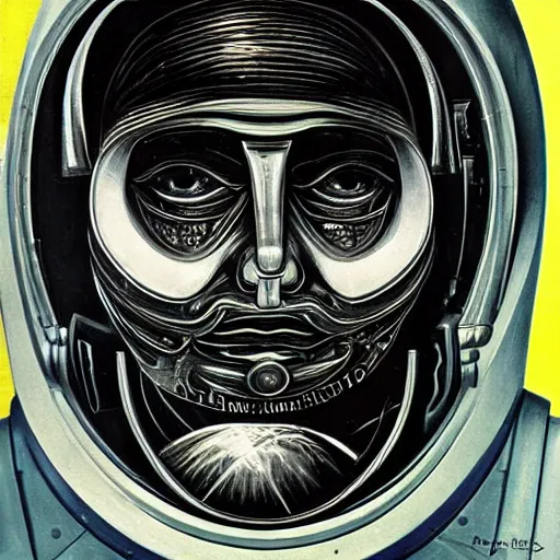 Prompt: astronaut's face by h. r. giger