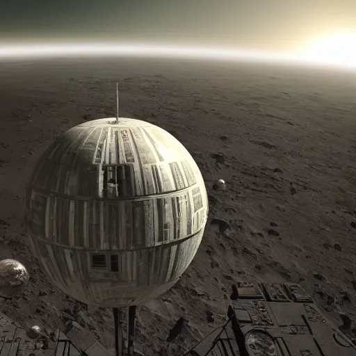 Prompt: earth view of death star, cinematic, hdr, dynamic lighting, pov, detailed lighting, detailed shadows