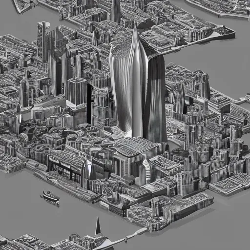 Prompt: isometric 3 d render of london