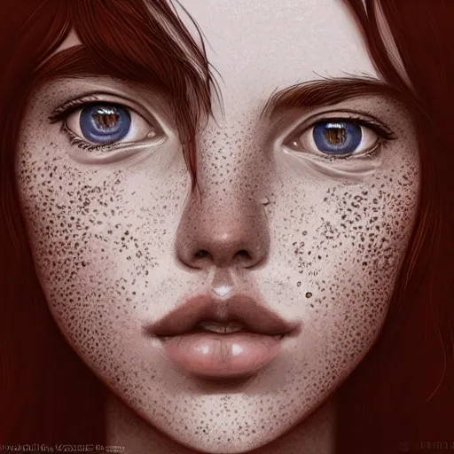 Prompt: beautiful_natural_village girl with freckles_intricate_elegant_highly_detailed_digital_painting_artstation_concept_art_smooth_sharp_focus_illustration