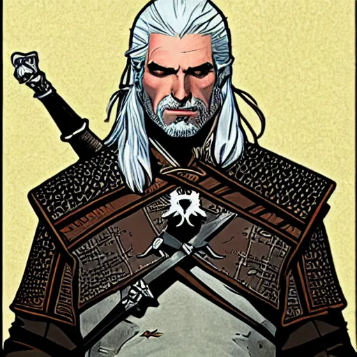 Image similar to Geralt form witcher by mucha