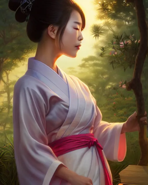 Image similar to a beautiful okinawa girl wear elegant yukata in festival | | summer night, realistic shaded, pleasant face, good looking, fine details, 4 k realistic, cryengine, realistic shaded lighting poster by greg rutkowski, magali villeneuve, artgerm, jeremy lipkin and michael garmash and rob rey