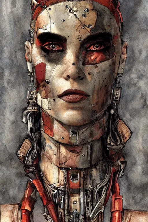 Image similar to portrait fashion model cyborg artwork by enki bilal