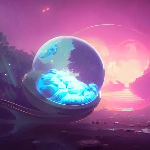 Image similar to a sphere fish aquarium in the size of a planet, floating in space. illustration, digital art, realistic, pixar style, by greg rutkowski and ash thorp, vivid colors, detailed, trending on artstation, high quality, cinematic