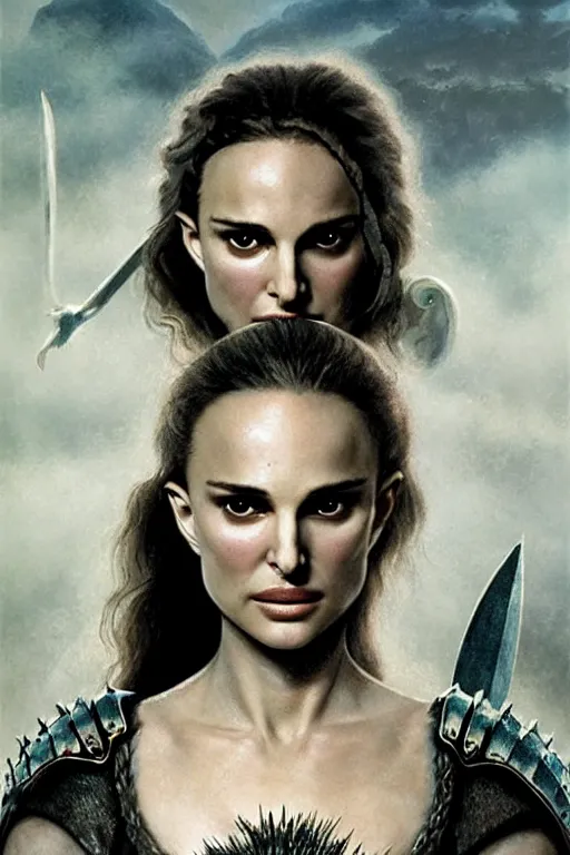 Image similar to natalie portman, legendary warrior, heroic, lord of the rings, tattoos, decorative ornaments, battle armor, by omar ortiz, valeri tsvetkov, sergio martinez, carl spitzweg, ismail inceoglu, vdragan bibin, hans thoma, greg rutkowski, alexandros pyromallis, perfect face, fine details, realistic shading photorealism