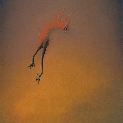 Prompt: a bird monster painted by zdzisław beksinski