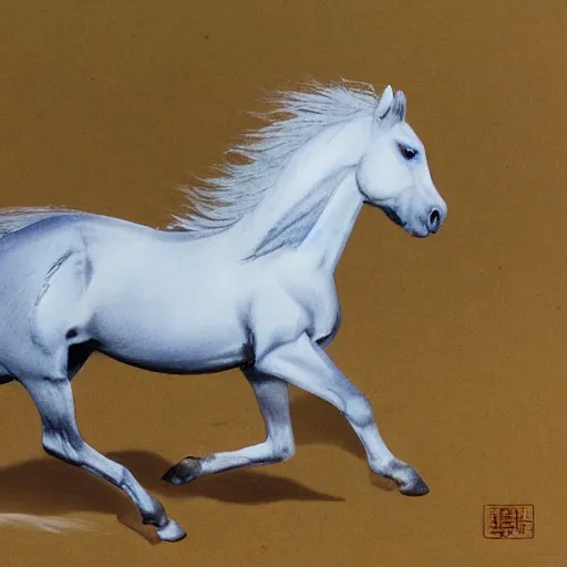 Prompt: a galloping wild horse, by xu-beihong