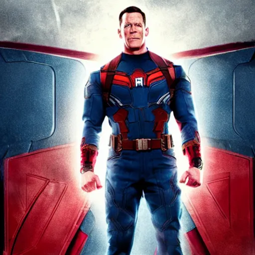 Prompt: film still of john cena as captian marvel in the new marvel movie, 4 k