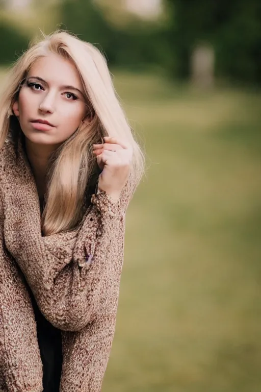 Image similar to a portrait of a blonde young woman, alan zandona style fujifilm 5 6 mm f 1. 2