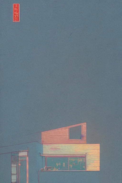 Image similar to paper lsd blotter by kawase hasui, moebius, Edward Hopper and James Gilleard, Zdzislaw Beksinski, Steven Outram, 8k, artstation