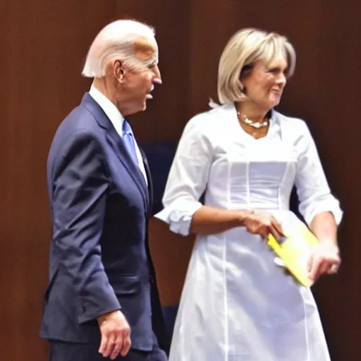 Prompt: joe biden in a maid outfit